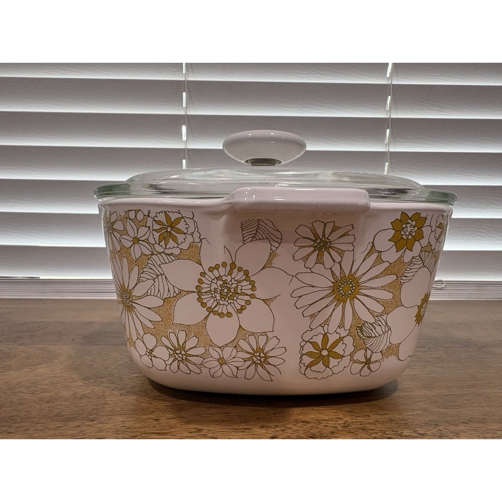 VTG Corning Ware Yellow Floral Bouquet 1 3/4 Qt. Dish & Lid P-1 3/4-B - Picture 4 of 9